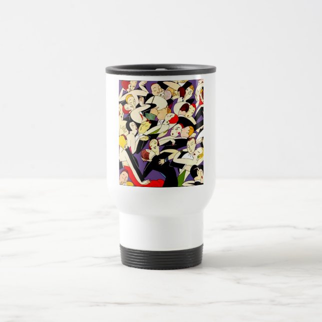 Art Deco Dancing Couples Pattern | 1920s Jazz Age  Travel Mug (Center)