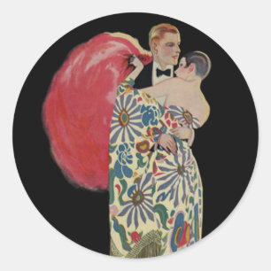Art Deco Dancing, Vintage Love and Romance Classic Round Sticker