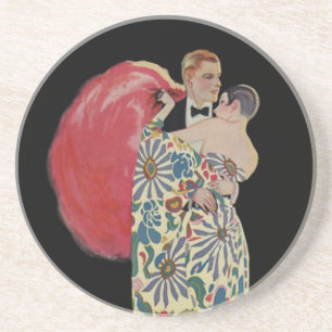 Art Deco Dancing, Vintage Love and Romance Coaster