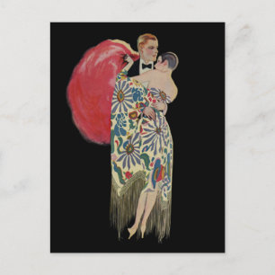 Art Deco Dancing, Vintage Love and Romance Postcard