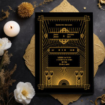 Art Deco Dark Elegant Wedding Invitation