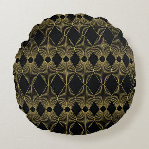 Art Deco Decoration Seamless Pattern Round Cushion