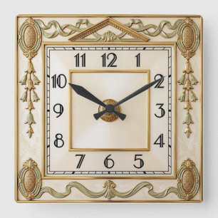 Art Deco Deluxe Square Wall Clock
