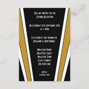 Art Deco Design Black And Gold Wedding Reception Enclosure Card