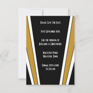 Art Deco Design Black And Gold Wedding Save The Date
