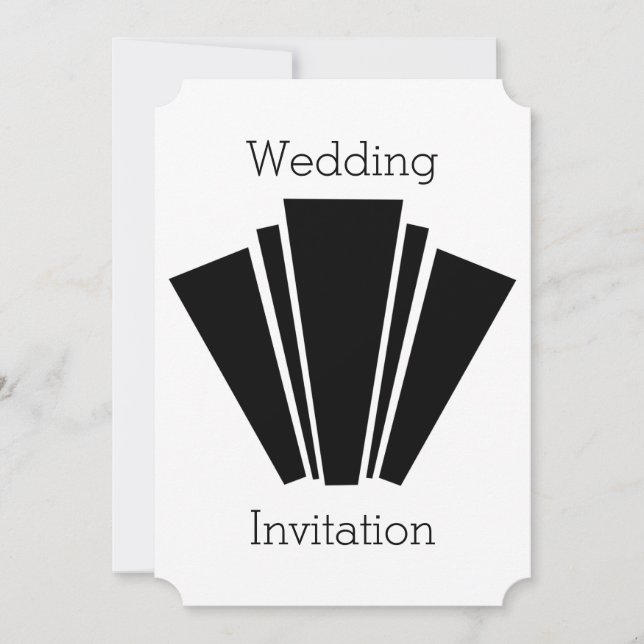 Art Deco Design Black And White Wedding Invitation (Front)