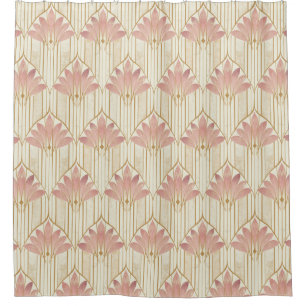 Art Deco Design in Dusty Pink, Ivory and Rose Gold Shower Curtain