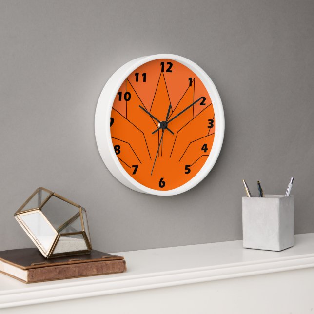 Art Deco Design Orange Clock (Office)