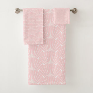 Art Deco Design Pink Bath Towel Set