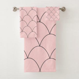 Art Deco Design Pink Bath Towel Set