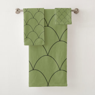 Art Deco Design Sage Bath Towel Set