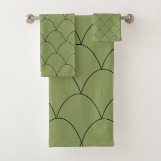 Art Deco Design Sage Bath Towel Set