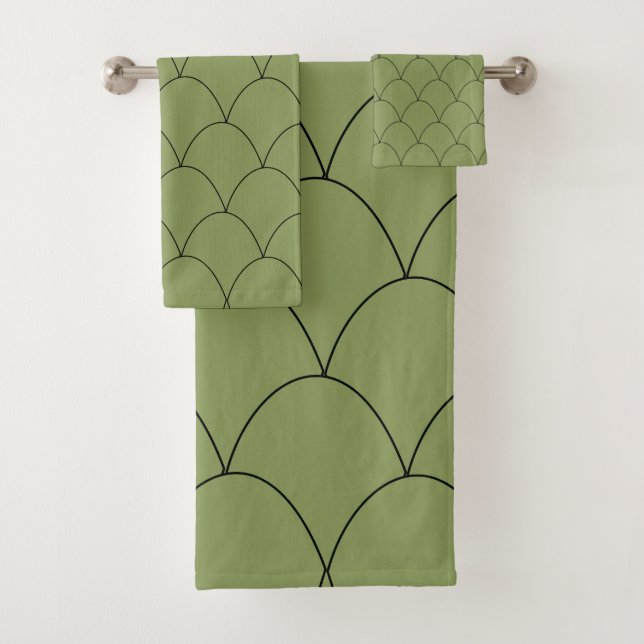 Art Deco Design Sage Bath Towel Set (Insitu)