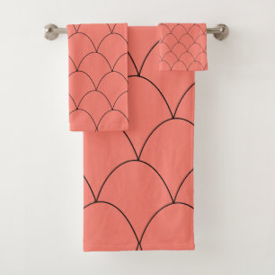 Art Deco Design Salmon Bath Towel Set