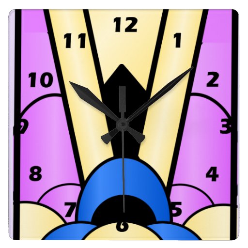 Image of Art Deco Design Square Wall Clock