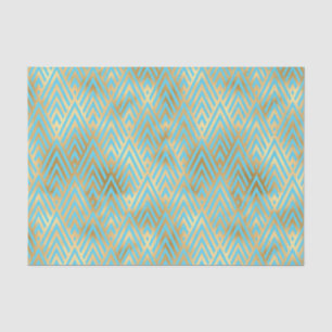 Art Deco Design, Teal & Gold Diamond Pattern Tissue Paper