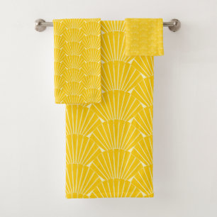 Art Deco Design Yellow Bath Towel Set
