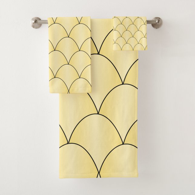 Art Deco Design Yellow Bath Towel Set (Insitu)