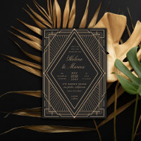 Art Deco Diamond Black and Gold Wedding