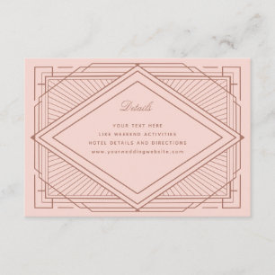 Art Deco Diamond Blush Pink Rose Gold Wedding Enclosure Card