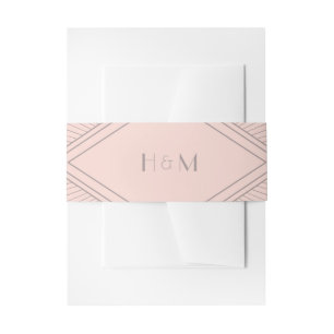 Art Deco Diamond Blush Pink Wedding Invitation Belly Band