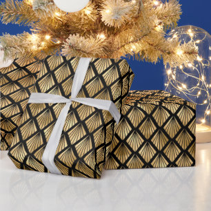 Art Deco Diamond Fan Pattern Design Wrapping Paper