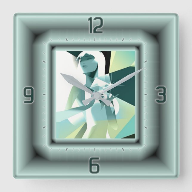 Art Deco diamond girl Square Wall Clock (Front)