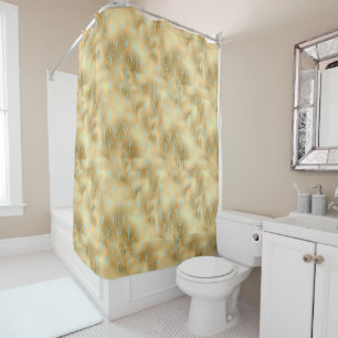 Art Deco Diamond Pattern 2, Gold & Teal Shower Curtain
