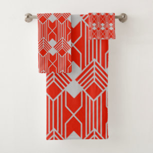 Art Deco Diamond Shapes and Lines Bath Towel Set