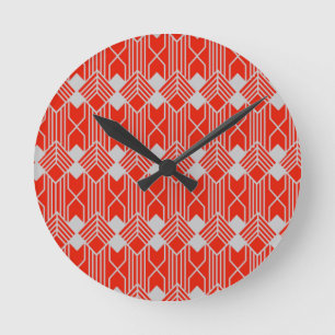 Art Deco Diamond Shapes and Lines Round Clock