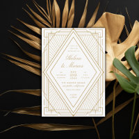 Art Deco Diamond White and Gold Wedding