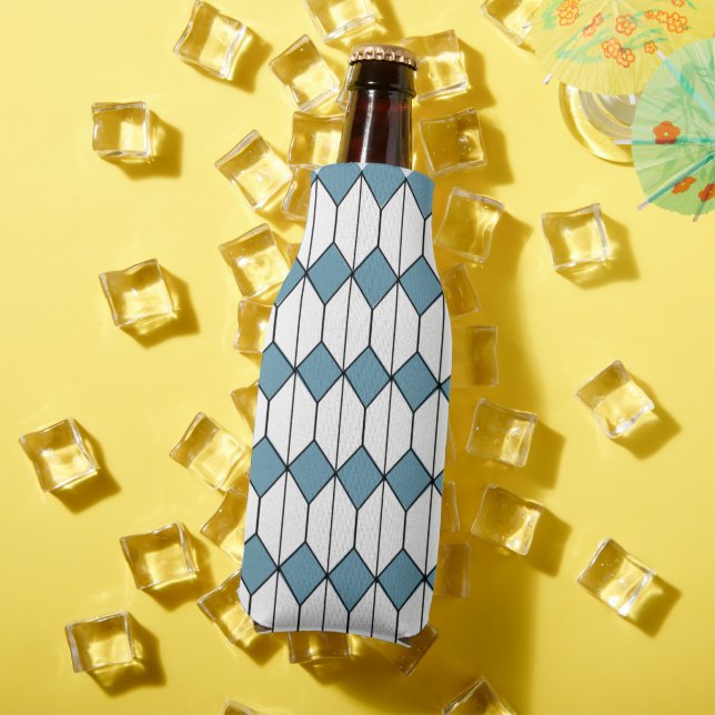 Art Deco Diamonds and Hexagons Bottle Cooler (In Situ Summer)