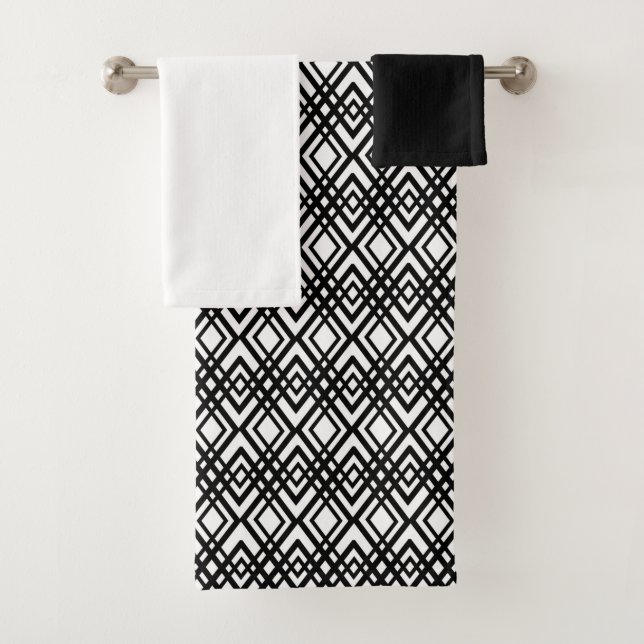 Art Deco Diamonds Bath Towel Set (Insitu)