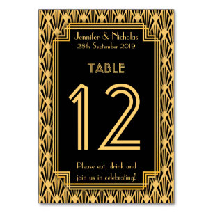 Art Deco Diamonds Pattern Wedding Table Number