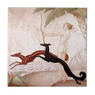 Art Deco Diana And Borzoi Tile