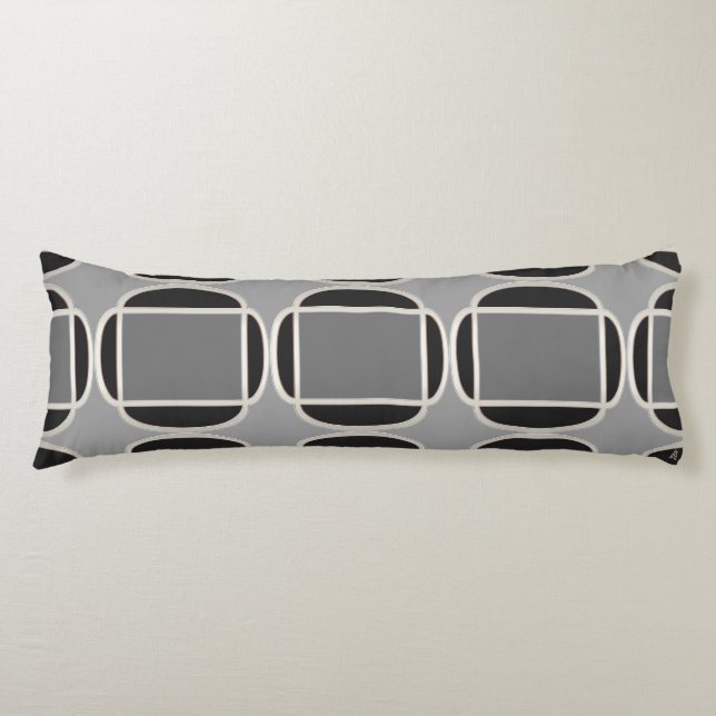 Art Deco Does Morocco in Black and Grey Body Cushion (Front)