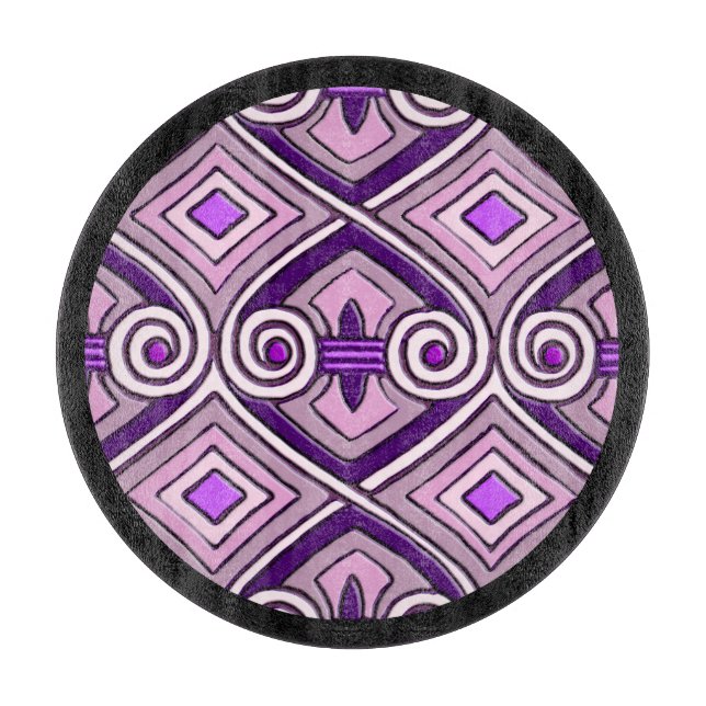 Art Deco Does Persia (Bright Purples) Charcuterie  Cutting Board (Front)