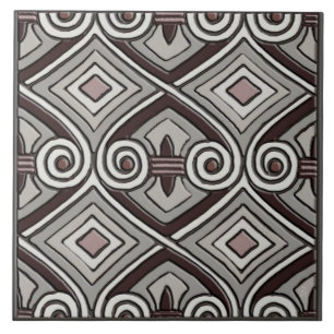Art Deco Does Persia (Greys, Oxblood, Mauve) Tile