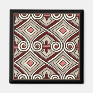 Art Deco Does Persia (Tan,Coral,Grey and Maroon) Magnet