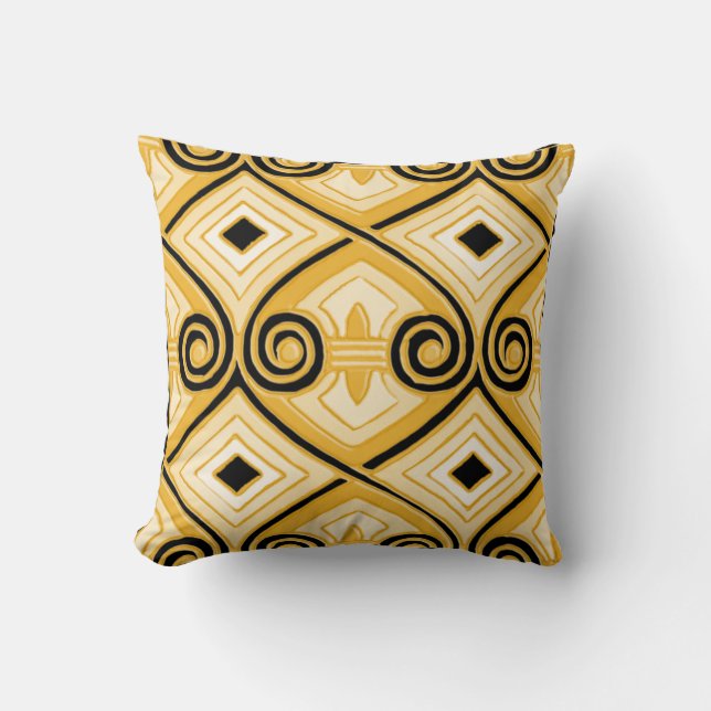 Art Deco Does Persia (Yellow and Black) Cushion (Front)