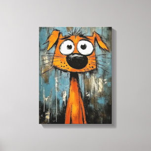 Art Deco Dog Wooden Framed Canvas Print