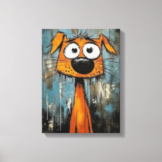 Art Deco Dog Wooden Framed Canvas Print