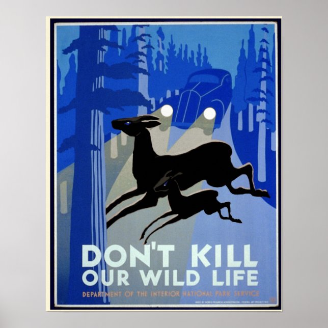 Art Deco, Don't Kill Our Wildlife Vintage Poster (Front)