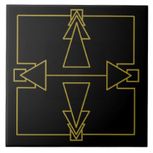 Art Deco Double Arrow Tile Gold and Black