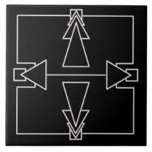 Art Deco Double Arrow Tile Silver and Black