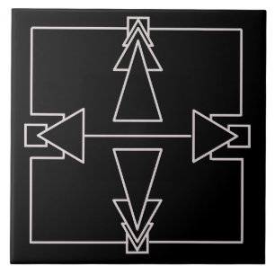 Art Deco Double Arrow Tile Silver and Black