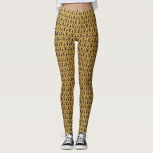 Art Deco Dragon Scales - Blue and Gold Scales Leggings