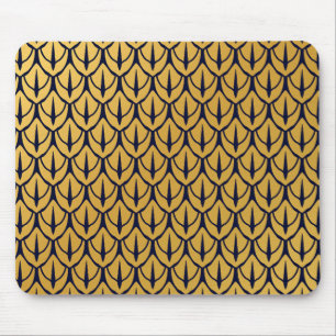 Art Deco Dragon Scales - Blue and Gold Scales Mouse Mat