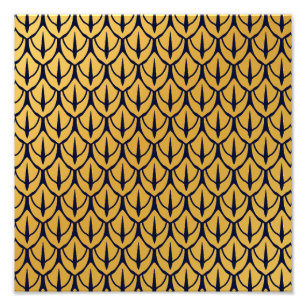 Art Deco Dragon Scales - Blue and Gold Scales Photo Print