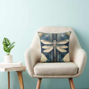 Art Deco Dragonfly Throw Pillow